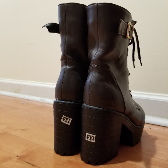 NWOT Brown vegan leather chunky calf high boots - Picture 6 of 7